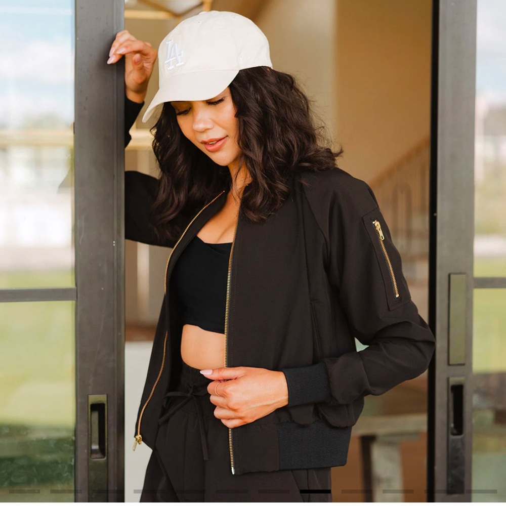 Albion Fit Women’s Black bomber jacket- M